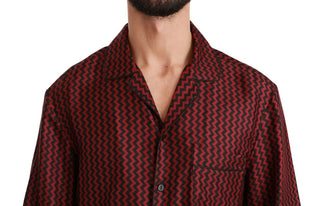 Black Red Zigzag Pattern Casual Shirt