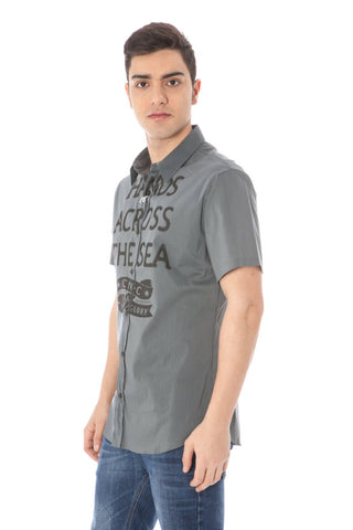 Gray Cotton Men Shirt