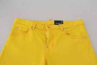 Yellow Cotton Low Waist Crop Denim Cool Girl Jeans