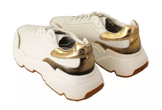 White Gold Leather Sport Daymaster Sneakers Shoes