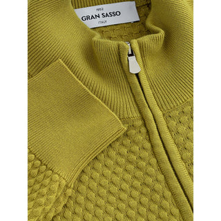 Elegant Yellow Cotton Cardigan For Men