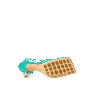 Green Cotton Leather Sandal