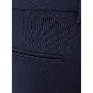 Elegant Blue Wool Pants For Women