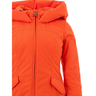 Elegant Orange Polyester Jacket For Women