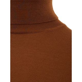 Elegant Brown Wool Sweater For Men