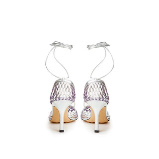 Silver Cotton Leather Sandals