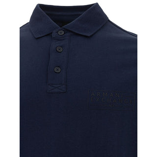 Sleek Blue Cotton Polo Shirt For Men