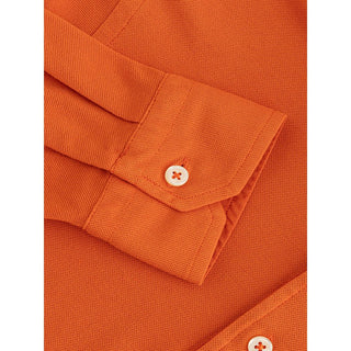 Elegant Orange Cotton Polo For Men