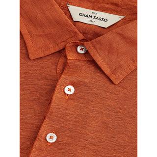 Elegant Linen Polo Shirt In Sophisticated Brown