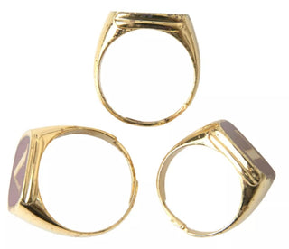 Gold Brass Love Enamel Set Of 3 Ring