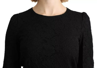 Black Lace Long Sleeves Blouse Staff Top