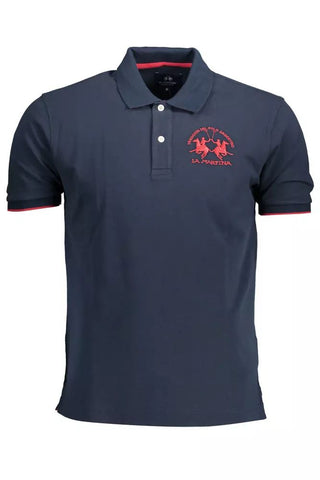 Blue Cotton Men Polo Shirt