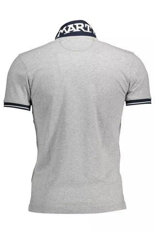 Gray Cotton Men Polo Shirt