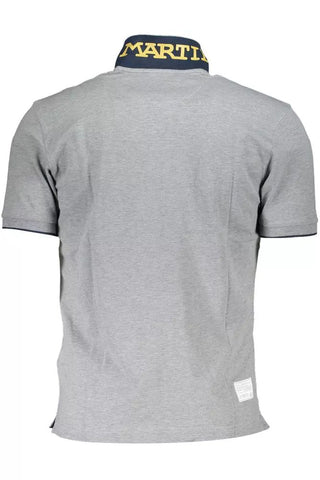 Gray Cotton Men Polo Shirt