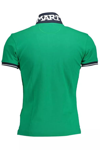 Green Cotton Men Polo Shirt