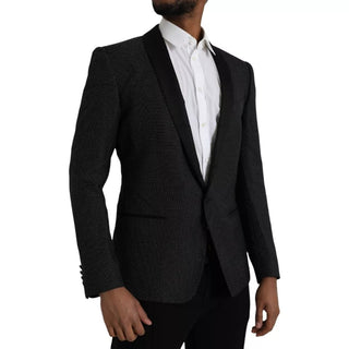 Black Jacquard Martini Single Breasted Coat Blazer