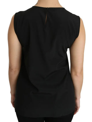 Black Silk Dg Family Crystal Sleeveless Top