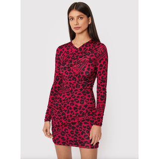 Chic Leopard Texture Dress In Pink And Black