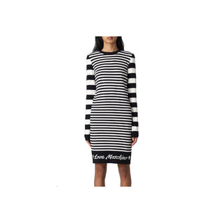 Elegant Striped Knit Dress With Long Sleeves