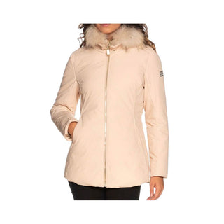 Chic High-collar Hooded Women's Jacket With Fur