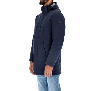 Chic Blue Padded Parka With Removable Hood