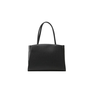 Chic Ebony Tote With Silver Logo Accent