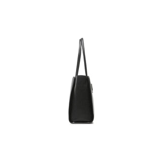 Chic Ebony Tote With Silver Logo Accent