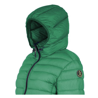 Chic Hooded Down Nylon Jacket In Lush Green