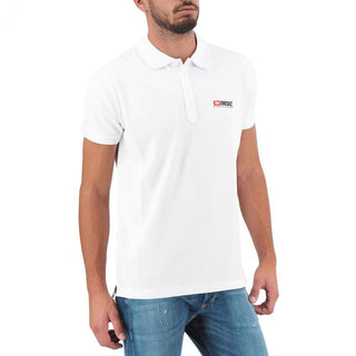 Elegant White Cotton Polo Shirt With Contrasting Logo