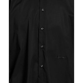 Elegant Black Cotton Shirt With Logo Embroidery