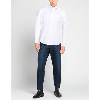 Sophisticated White Cotton Shirt With Embroidered Logo