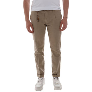 Chic Cotton Chino Trousers In Earthy Brown