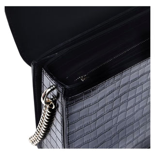 Elegant Python-print Calfskin Shoulder Bag