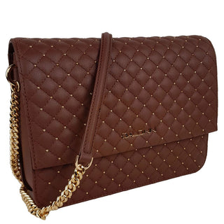 Chic Quilted Calfskin Shoulder Bag With Studs