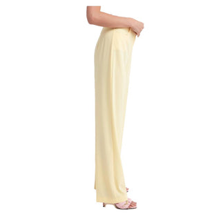 Elegant Smooth Fabric Trousers In Yellow