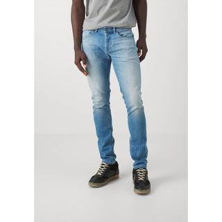 Sleek Light Blue Stretch Denim For Men