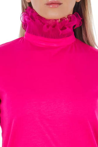 Chic Pink Lace-back High Neck Tee - Luxury for You