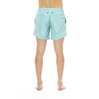 Light Blue Polyester Men Swim Shorts