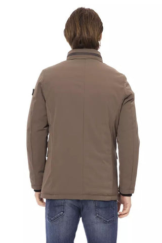 Brown Polyester Men Jacket