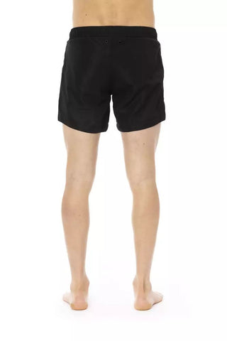 Black Polyester Men Swim Short