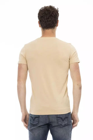 Beige Cotton Men T-shirt