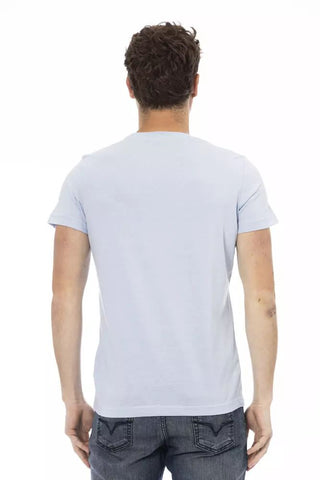 Light Blue Cotton Men T-shirt