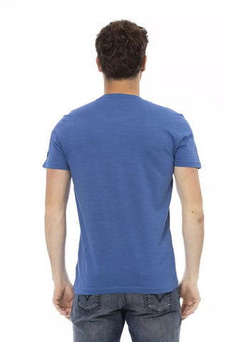 Blue Cotton Men T-shirt