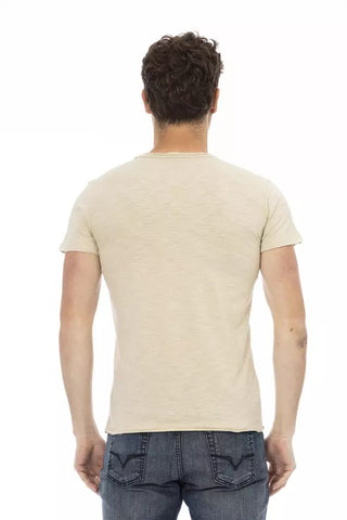 Beige Cotton Men T-shirt