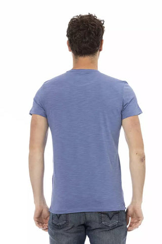 Blue Cotton Men T-shirt