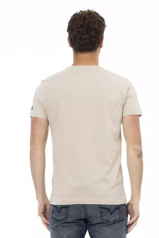 Beige Cotton Men T-shirt