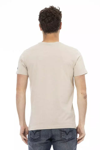 Beige Cotton Men T-shirt