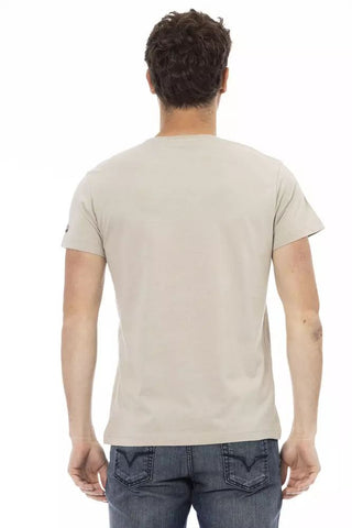 Beige Cotton Men T-shirt