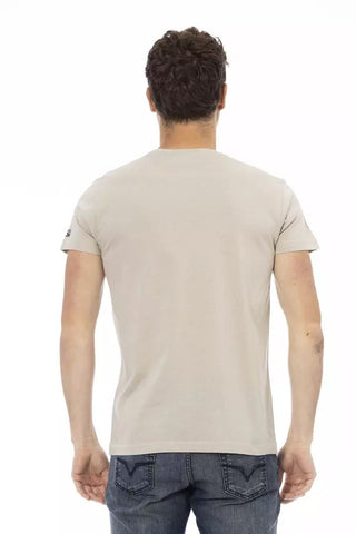 Beige Cotton Men T-shirt