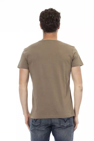 Brown Cotton Men's V-neck T-shirt